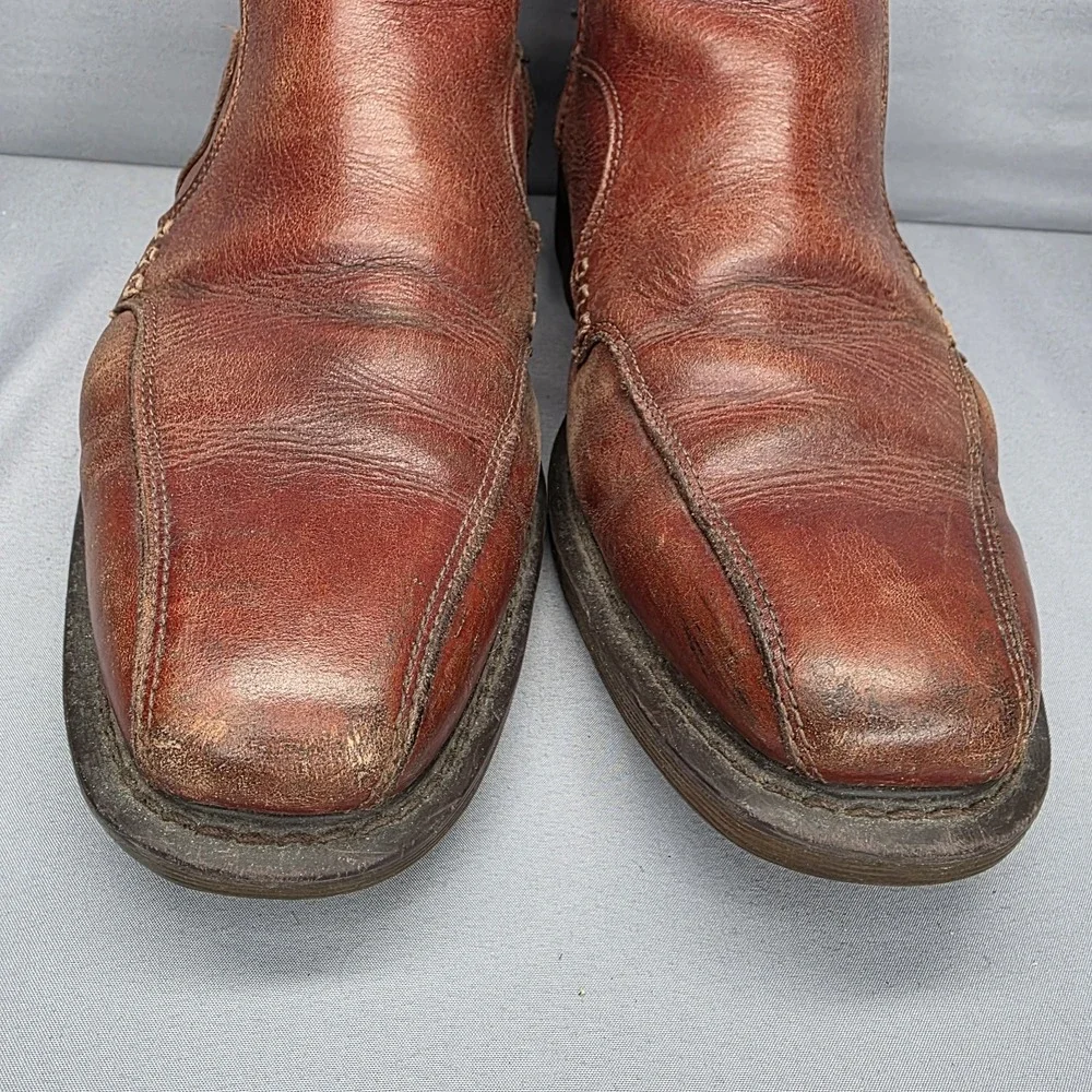 Dr. Martens Smiths Boots Mens 10 Womens 11 Brown Asymmetric Ankle Zip Up Leather